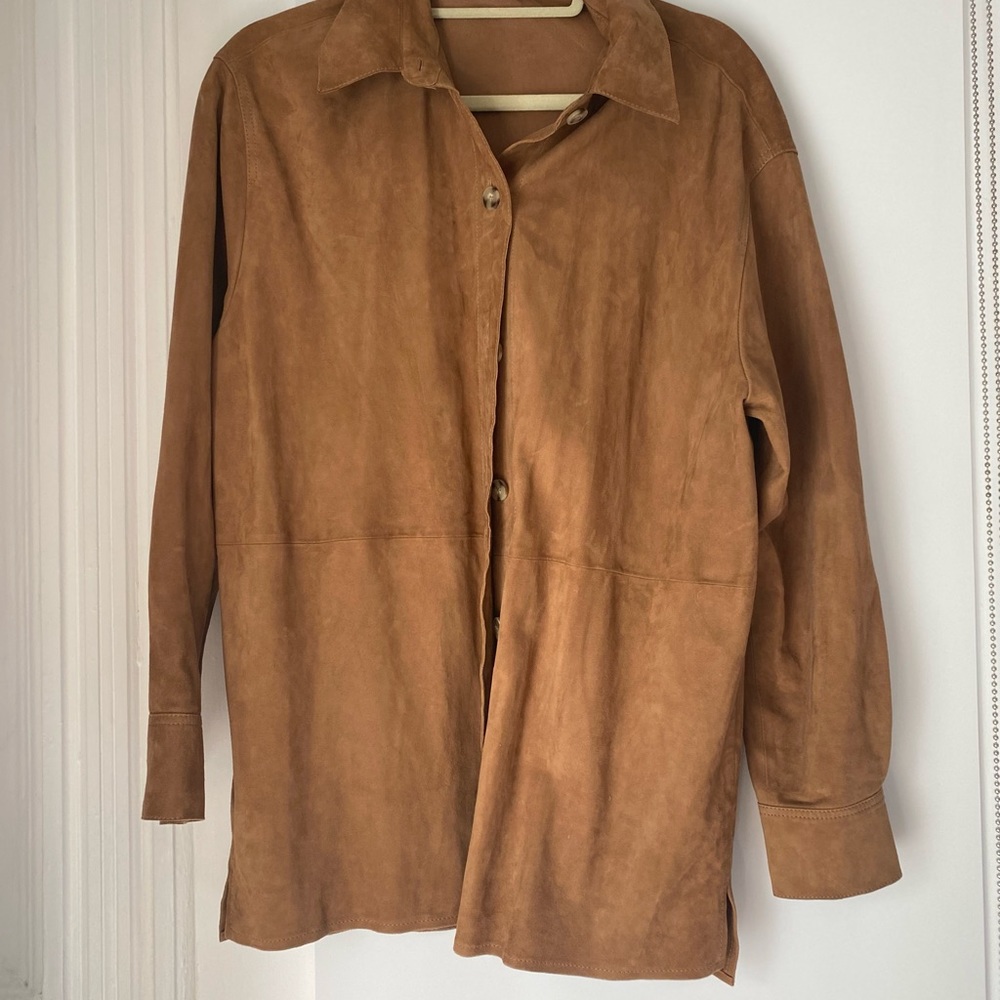 Mango 100% Suede shirt jacket- chestnut